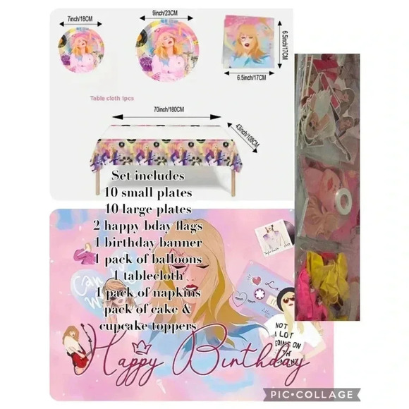 Taylor‎ Swift Party Supplies Set Pink - Picture 1 of 11